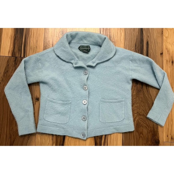 Hammacher Schlemmer Cowl Neck Kids Sz M Cashmere Sweater Baby Blue Quiet Luxury - Picture 1 of 5